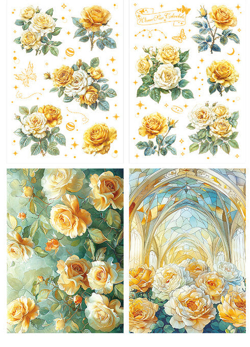 Rose Blooming PET Sticker Set