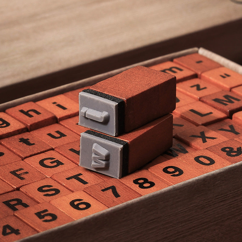 Time Memoirs Alphabet and Number Wooden Journal Stamp Box