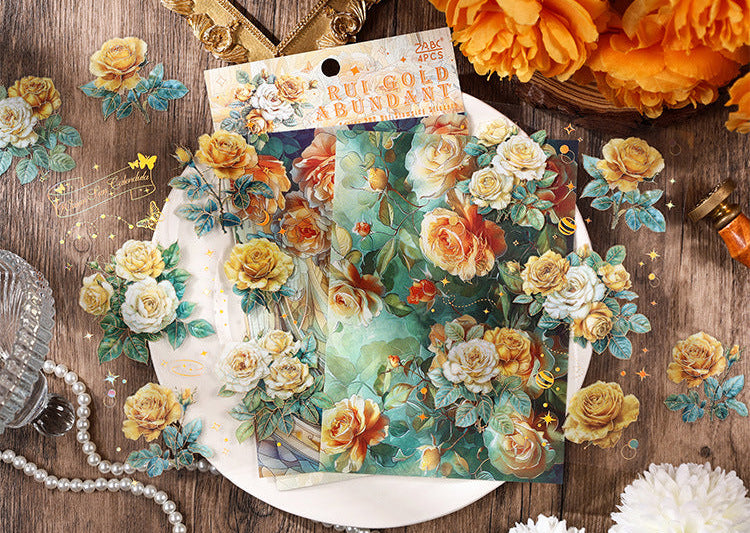 Rose Blooming PET Sticker Set