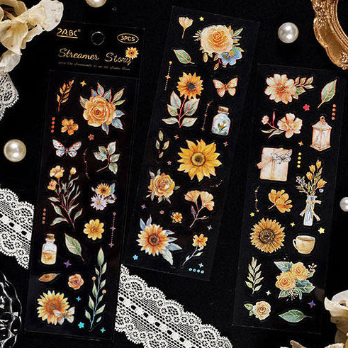 Floral Story Gold Foiled Stickers