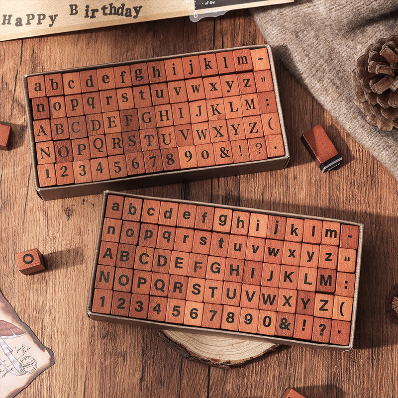 Time Memoirs Alphabet and Number Wooden Journal Stamp Box