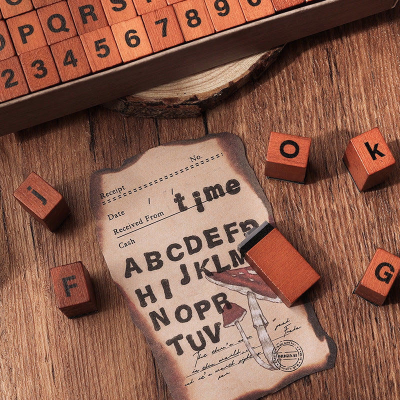 Time Memoirs Alphabet and Number Wooden Journal Stamp Box