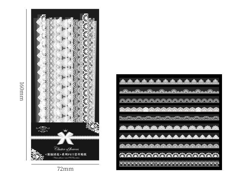 Clustered of Flowers Lace PET Sticker Set