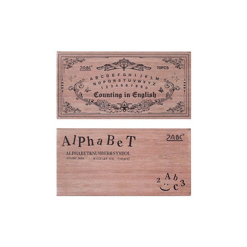 Time Memoirs Alphabet and Number Wooden Journal Stamp Box