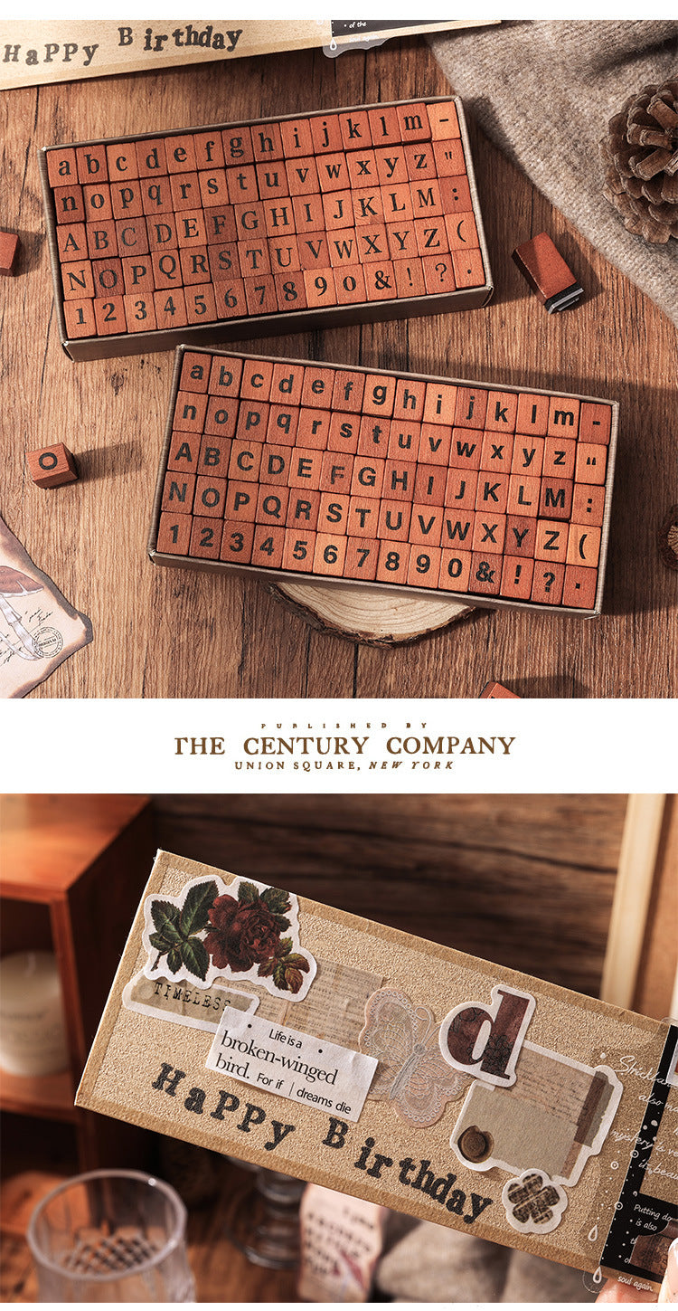 Time Memoirs Alphabet and Number Wooden Journal Stamp Box