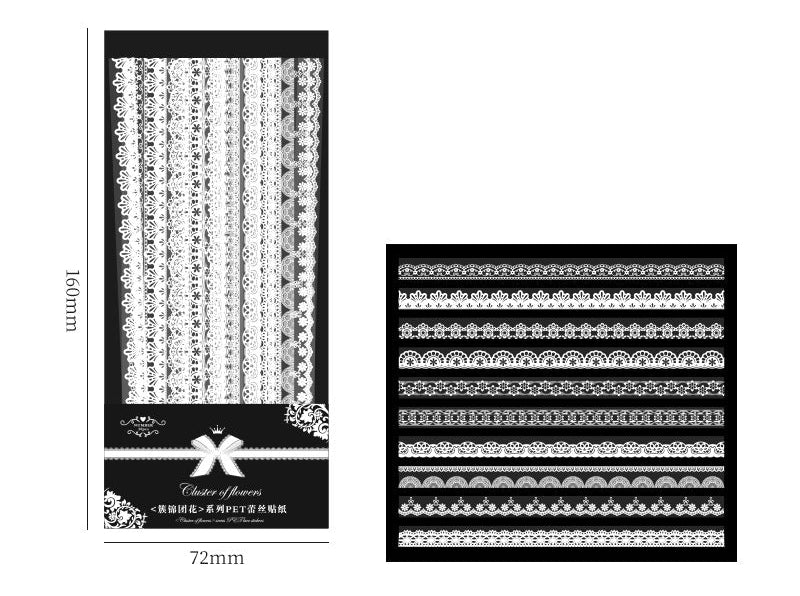 Clustered of Flowers Lace PET Sticker Set