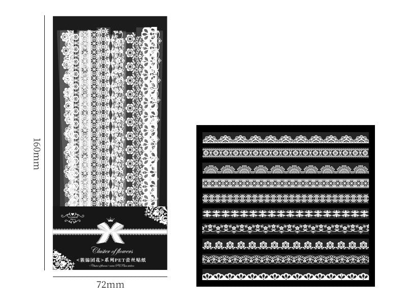 Clustered of Flowers Lace PET Sticker Set