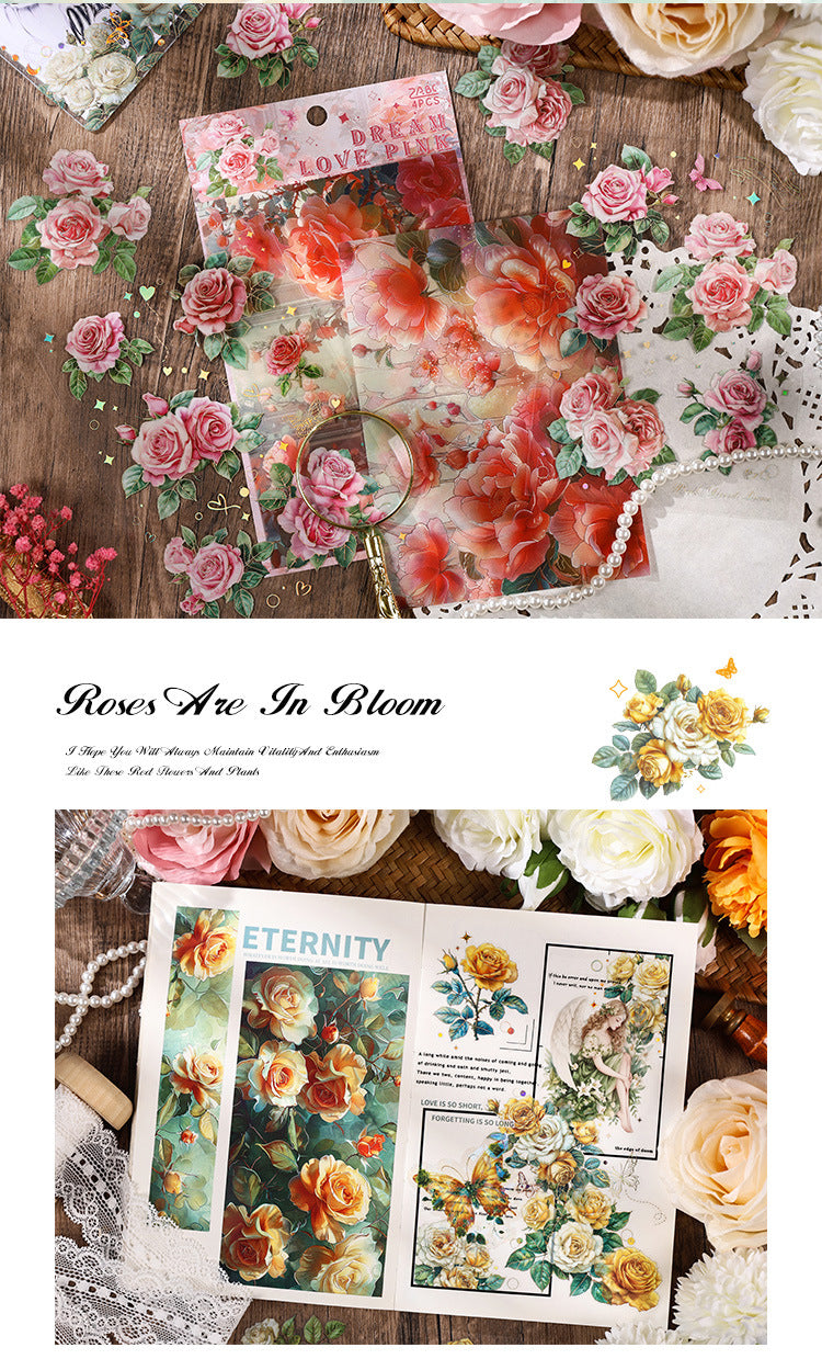 Rose Blooming PET Sticker Set