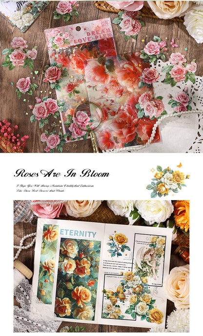 Rose Blooming PET Stickers Set