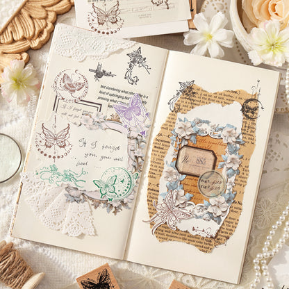 Butterfly and Letterhead Wooden Stamps Box