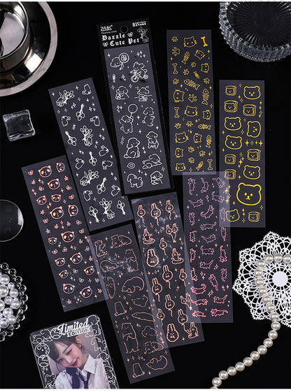 Floating Light Gold PET Stickers Set