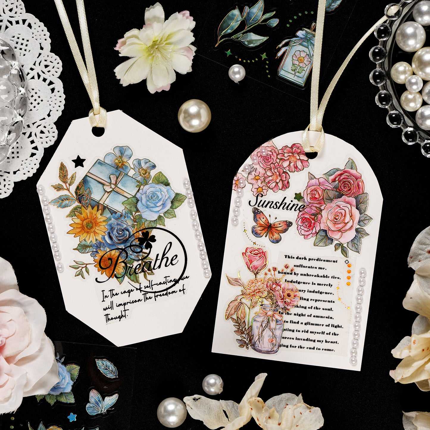 Floral Story Gold Foiled Stickers