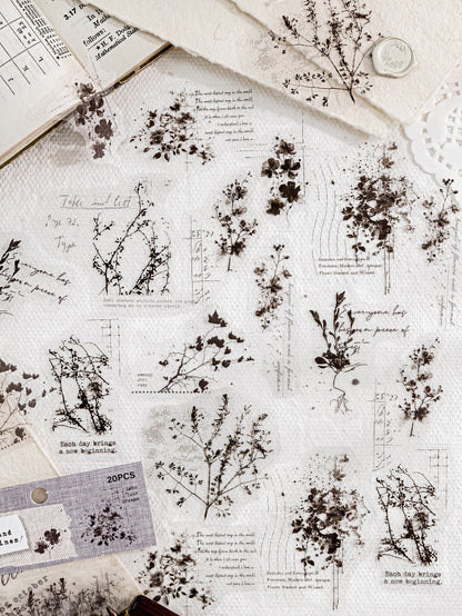 Fuzzy Floral Vintage Journaling Stickers