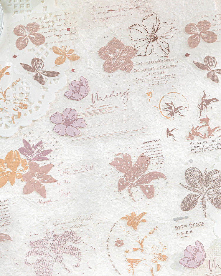 Fuzzy Floral Vintage Journaling Stickers