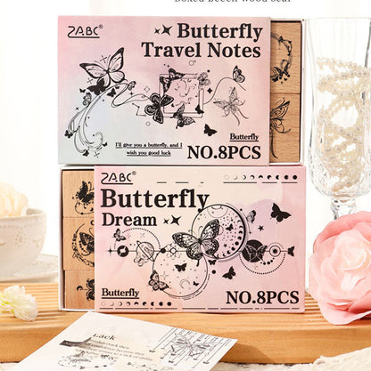 Butterfly and Letterhead Wooden Stamps Box