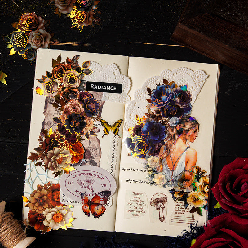 Dark & Gold Floral Washi Tape