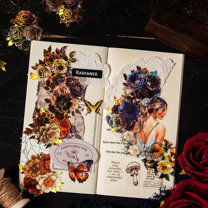 Dark & Gold Floral Washi Tape