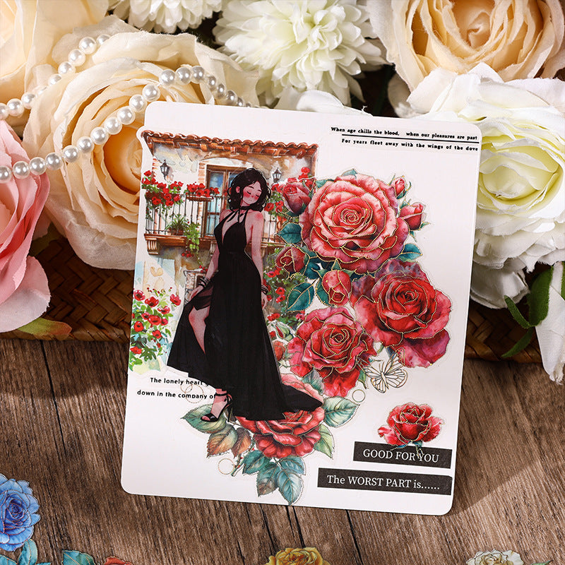 Rose Blooming PET Sticker Set