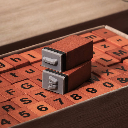 Alphabet and Number Wooden Stamp Box
