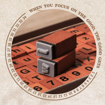 Alphabet and Number Wooden Stamp Box
