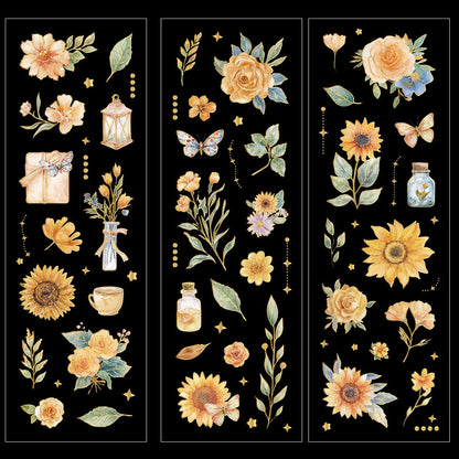 Floral Story Gold Foiled Stickers