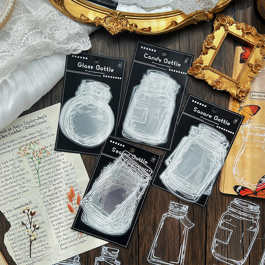 Love in Glass Bottle Transparent Waterproof Journal Sticker Pack