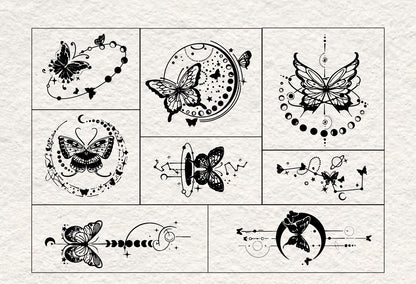 Butterfly and Letterhead Wooden Stamps Box