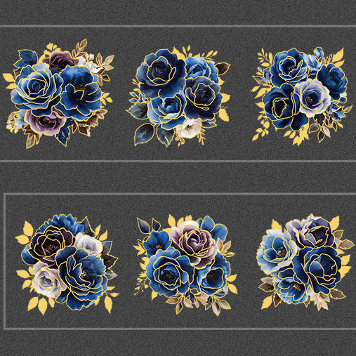 Dark & Gold Floral Washi Tape