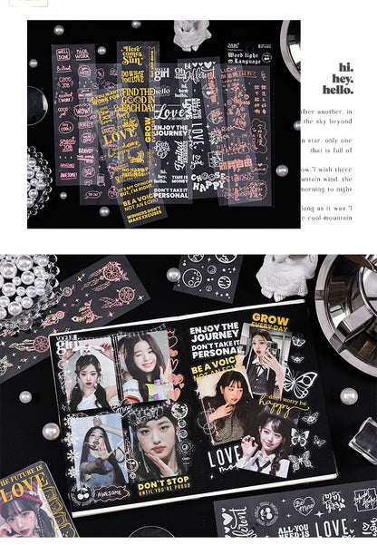 Floating Light Gold PET Stickers Set