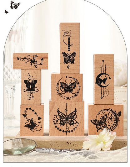 Butterfly and Letterhead Wooden Stamps Box