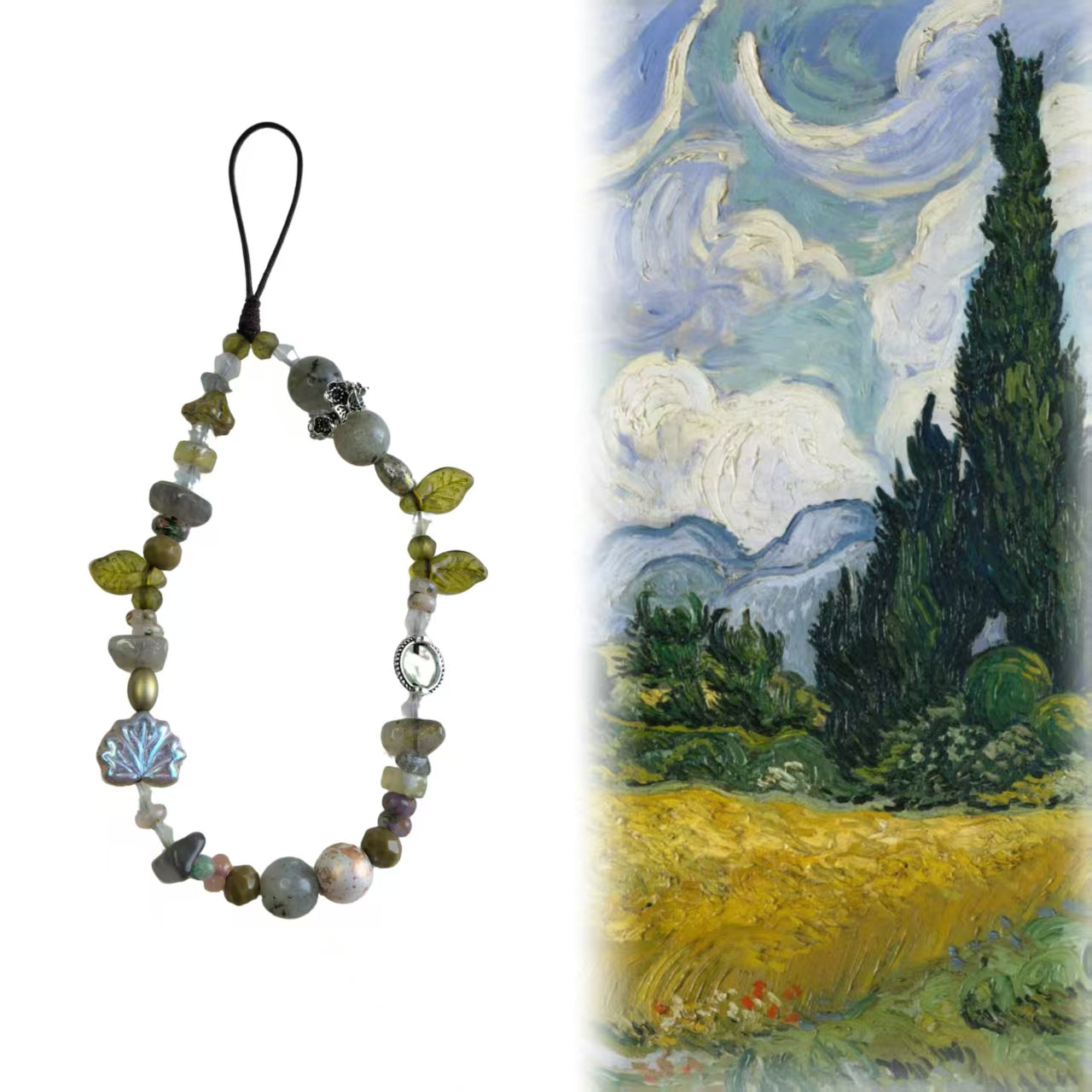 “Wheat Field with Cypresses” Handmade Charm