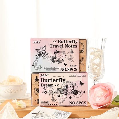 Butterfly and Letterhead Wooden Stamps Box