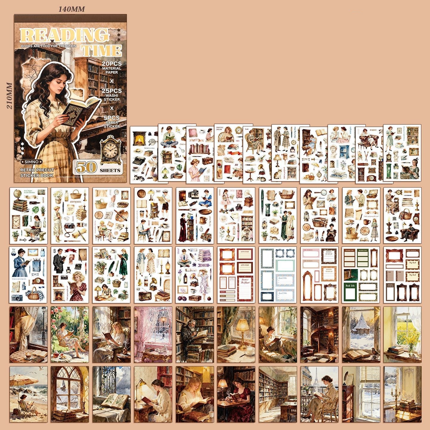 Reading Time Retro Sticker Book