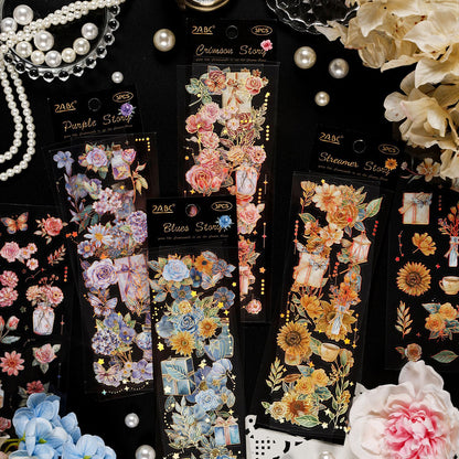 Floral Story Gold Foiled Stickers