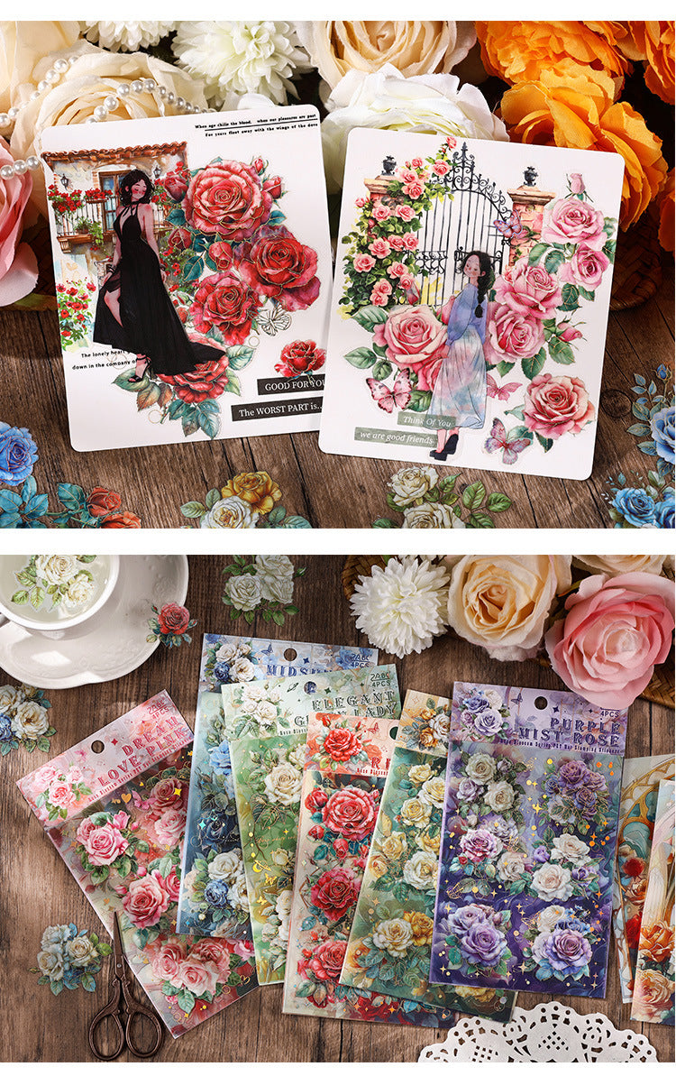 Rose Blooming PET Sticker Set