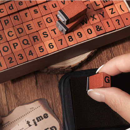 Alphabet and Number Wooden Stamp Box