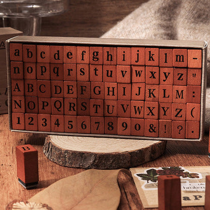 Alphabet and Number Wooden Stamp Box