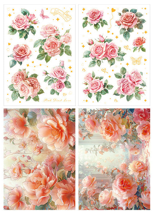 Rose Blooming PET Sticker Set