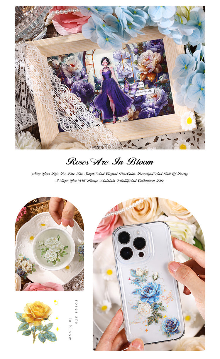Rose Blooming PET Sticker Set