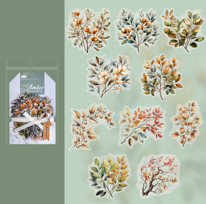 Amber Flower Shadow Journal Sticker
