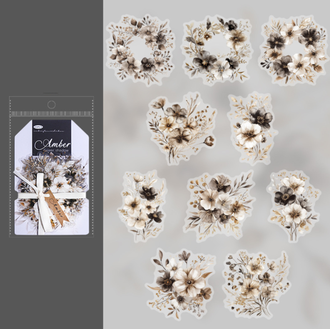 Amber Flower Shadow Journal Sticker