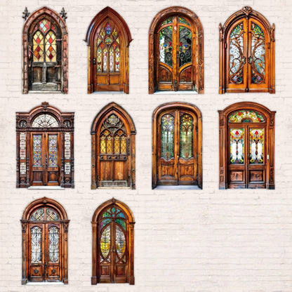 Vintage Courtyard Hollow Door Stickers