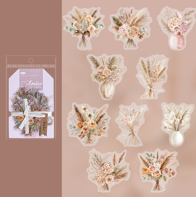 Amber Flower Shadow Journal Sticker