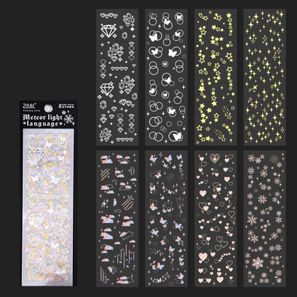 Floating Light Gold PET Stickers Set