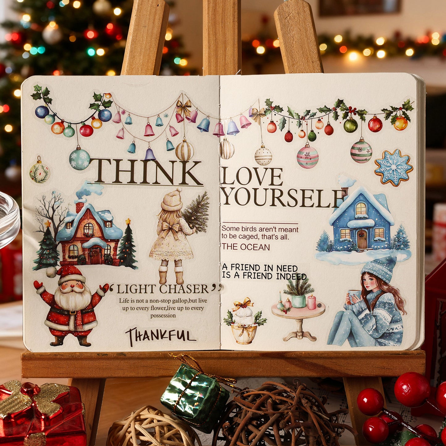 Christmas Snowy Night PET Stickers Set