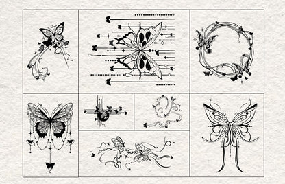 Butterfly and Letterhead Wooden Stamps Box