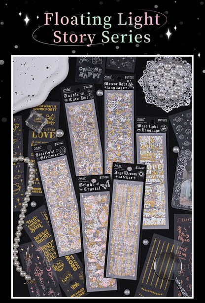 Floating Light Gold PET Stickers Set