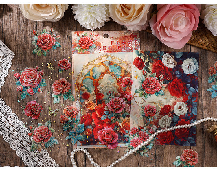 Rose Blooming PET Sticker Set