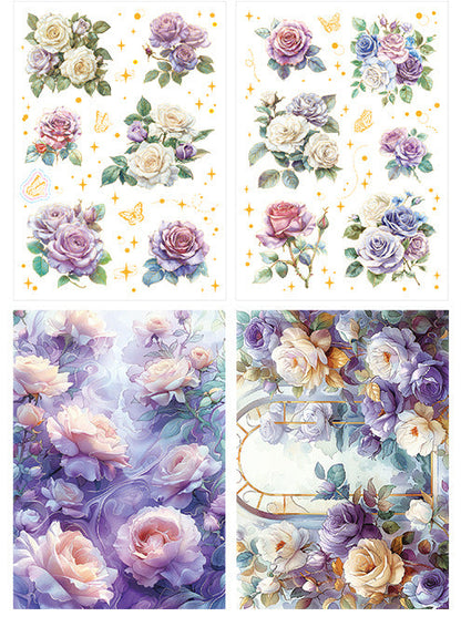Rose Blooming PET Stickers Set