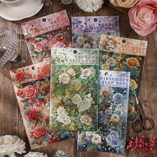 Rose Blooming PET Sticker Set